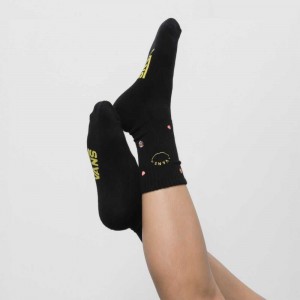 Dámské Ponožky Vans Embroidered Crew 6.5-10 Černé | NOPWF7435