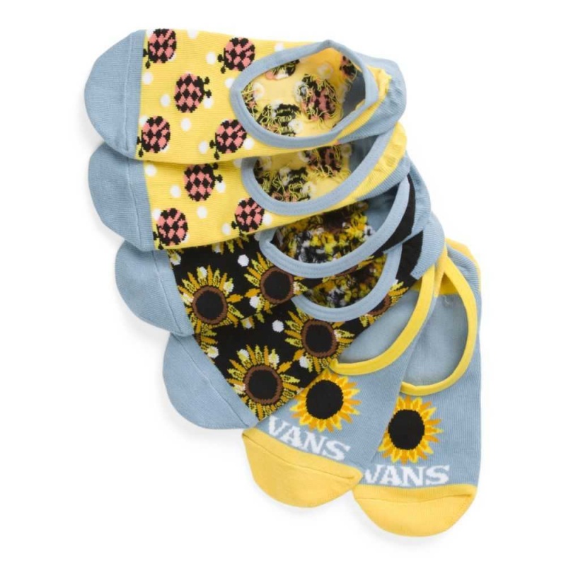 Dámské Ponožky Vans Sunflower Mix Canoodle 3 Pack 6.5-10 Černé Blankyt | HPMNV7413