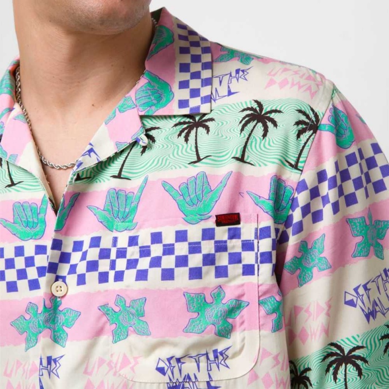 Pánské Košile Vans Stranger Things California Stripe Buttondown Růžové | DJCGP4736