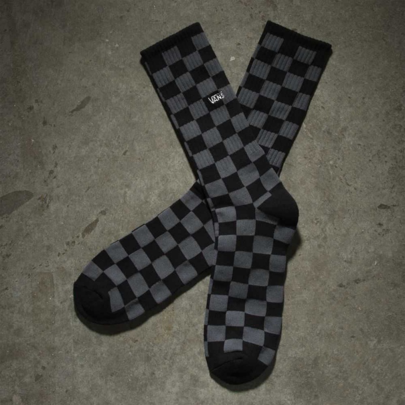 Pánské Ponožky Vans Checkerboard Crew Size 9.5-13 Černé Šedé | JTOCU2631