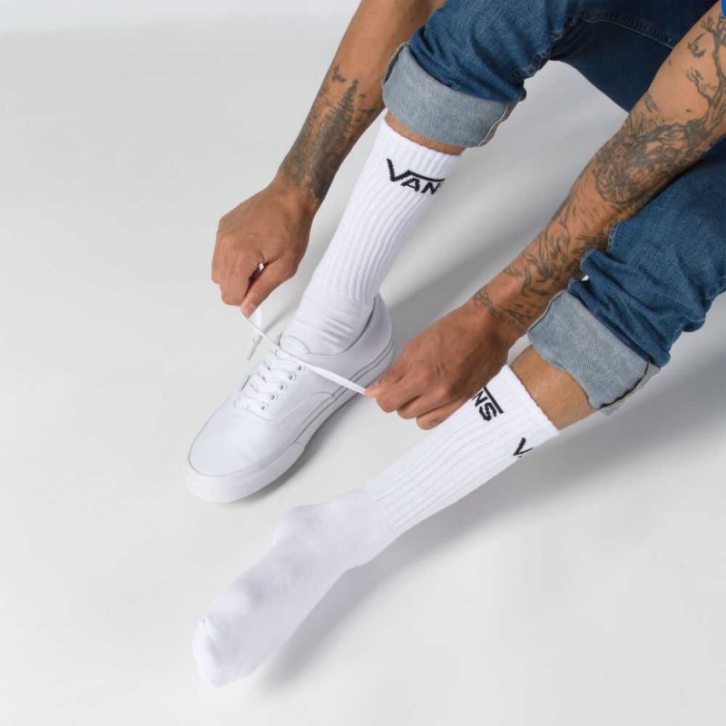Pánské Ponožky Vans Classic Crews 3 Pack Size 9.5-13 Bílé | PFDZI0795