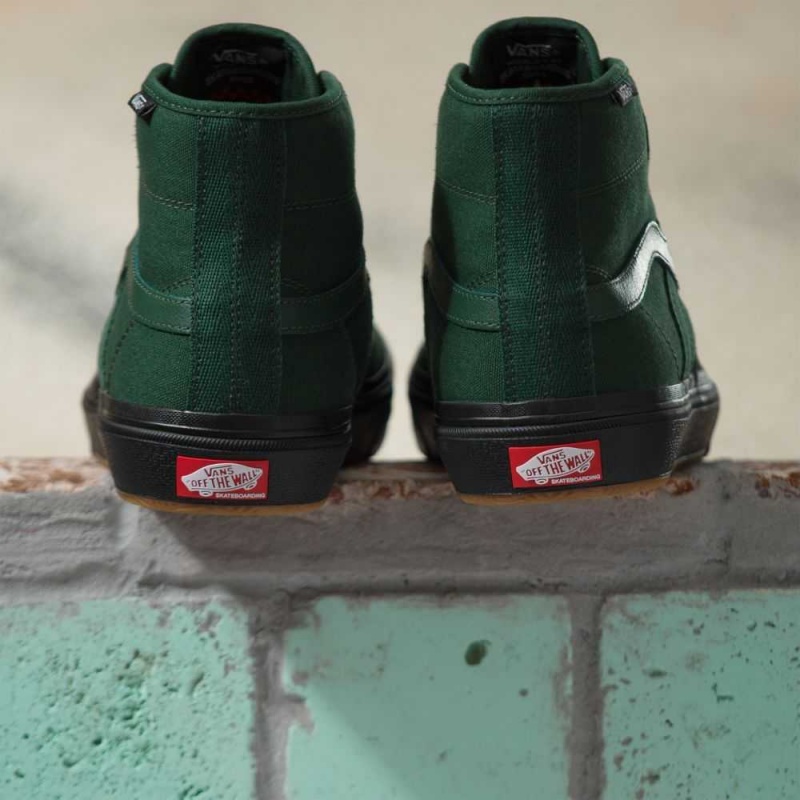 Pánské Skate Boty Vans Crockett High Tmavě Zelene Černé | QBMZJ9083