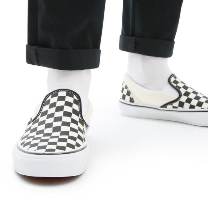 Pánské Slip On Boty Vans Skate Checkerboard Černé Bílé | VJFYB1642